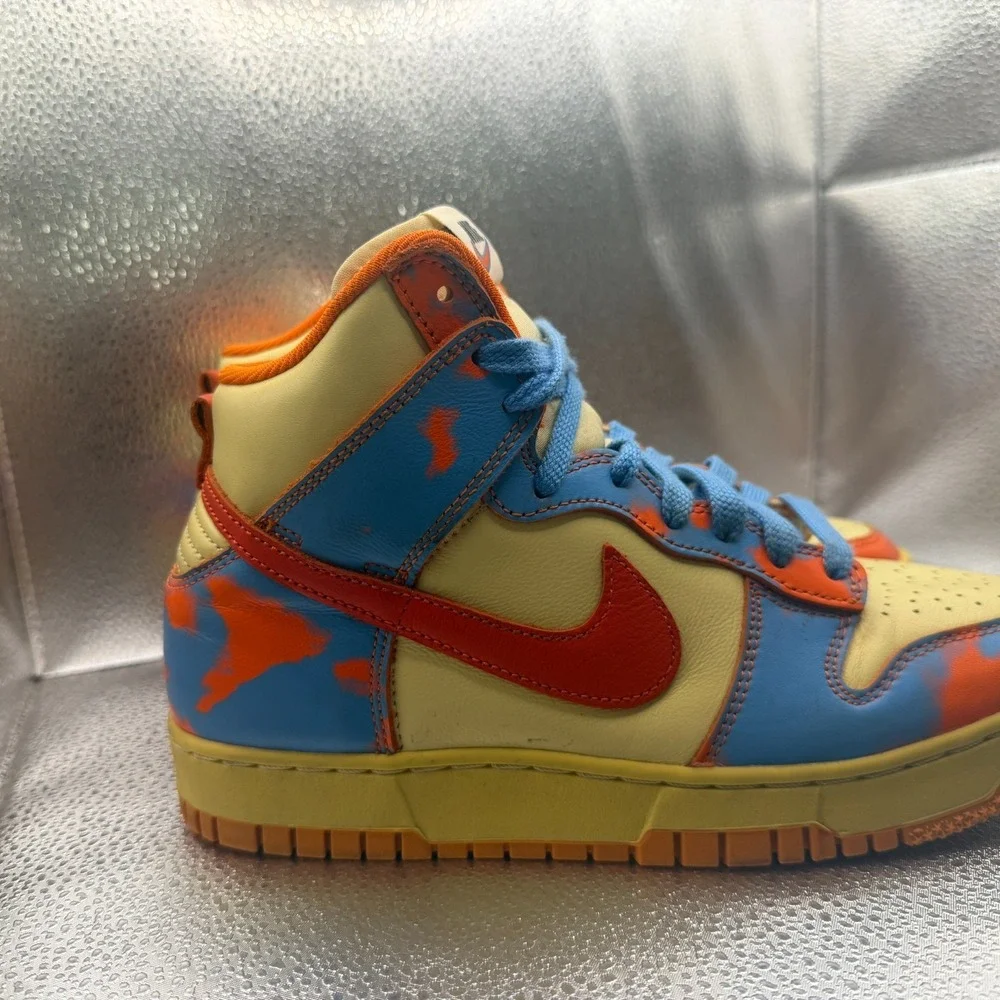 Size 7 Nike Dunk  High 1985 SP Safety Orange Acid Wash Mens Shoes DD9404-800 - Picture 2 of 9